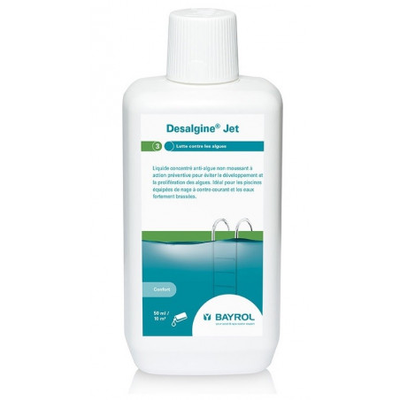 Bayrol Désalgine Jet 1L, Algicide Non moussant, Ultra concentré, sans Chlore et avec Effet clarifiant