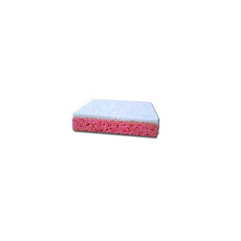 Eponge végétale rose avec récurant blanc 130mm Lot de 10