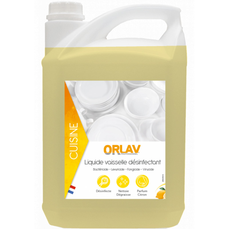 Liquide Vaisselle Bactéricide parfum citron ORLAV 5L