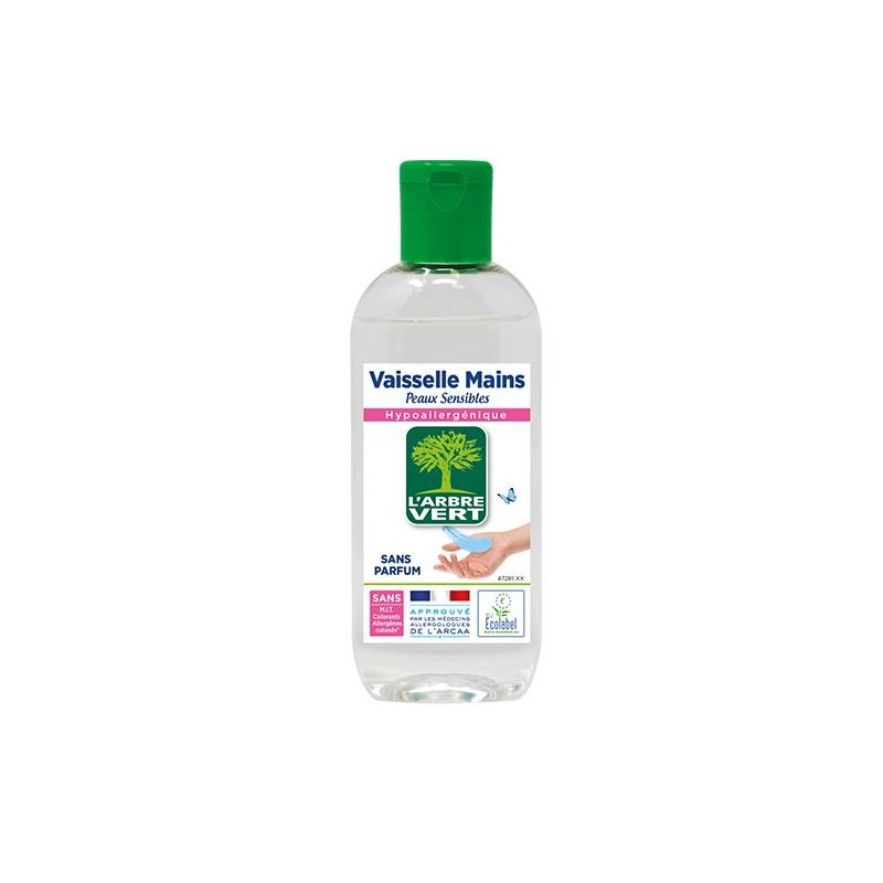 Découvrez, L'Arbre Vert Liquide vaisselle mains peaux sensibles Ecolabel  500ml
