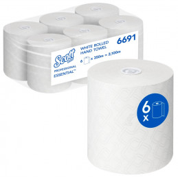 Bobine essuie mains blanc Slimroll Lot de 6 SCOTT 350m