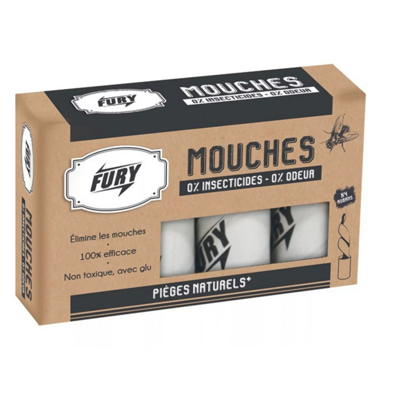 Ruban attrape mouches Glu Lot de 4 rubans FURY