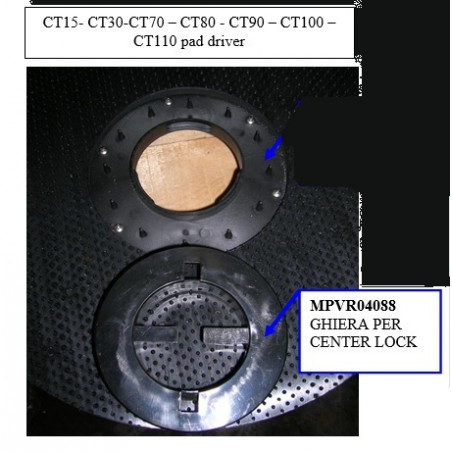 Fixation centrale des disques Pad sur plateau de laveuses ICA
