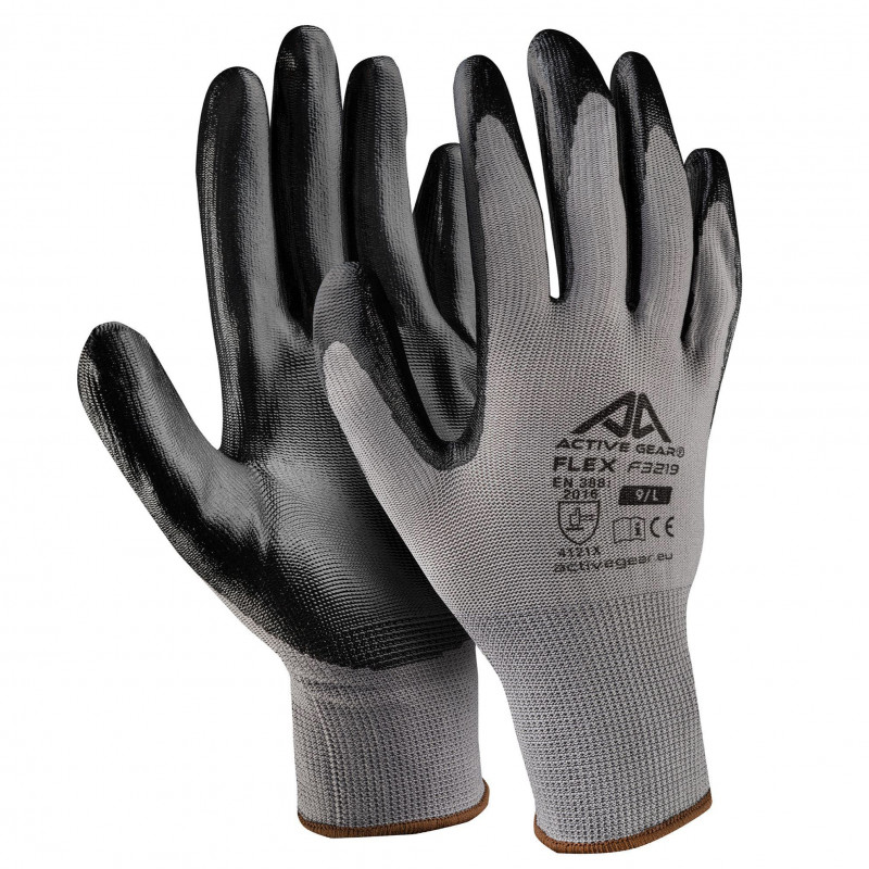 Gant FLEX tricoté polyester enduction nitrile Gris