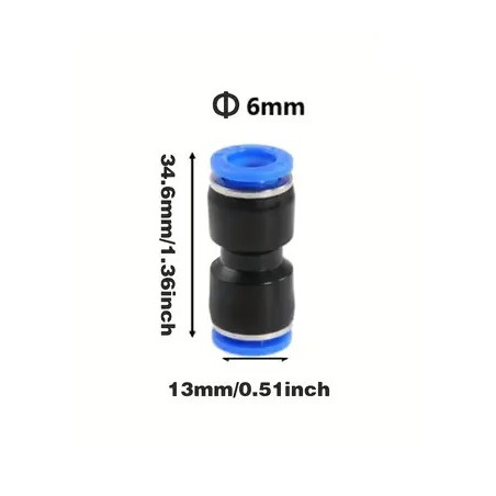 Raccord rapide pneumatique 6mm-6mm droit