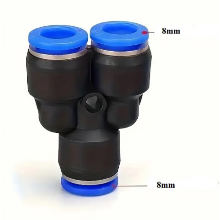 Raccord rapide pneumatique 8mm-8mm-8mm en Y