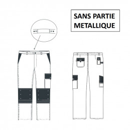 Pantalon OMAR poches genoux Typhon Ligth Gris/Noir PBV