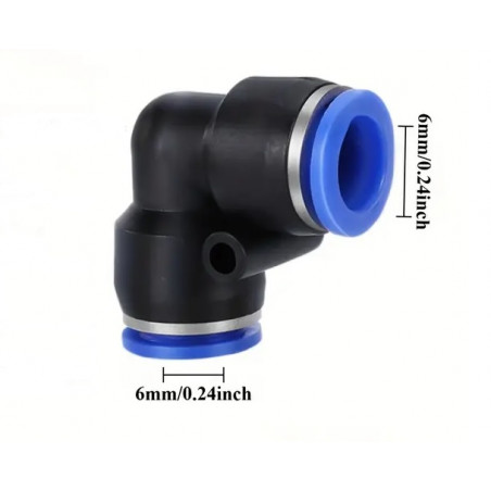 Raccord rapide pneumatique 6mm-6mm Coude 90°