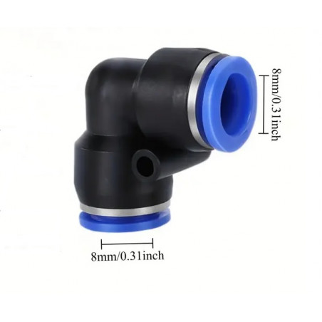 Raccord rapide pneumatique 8mm-8mm Coude 90°