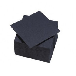 Serviette Cocktail en papier couleur Noir Ouate Lisse 24x24cm
