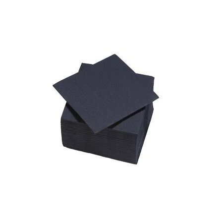 Serviette Cocktail en papier couleur Noir Ouate Lisse 24x24cm