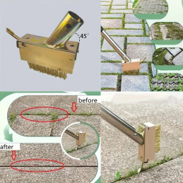Brosse fil d'acier pour désherbage manuel des joints de dalles
