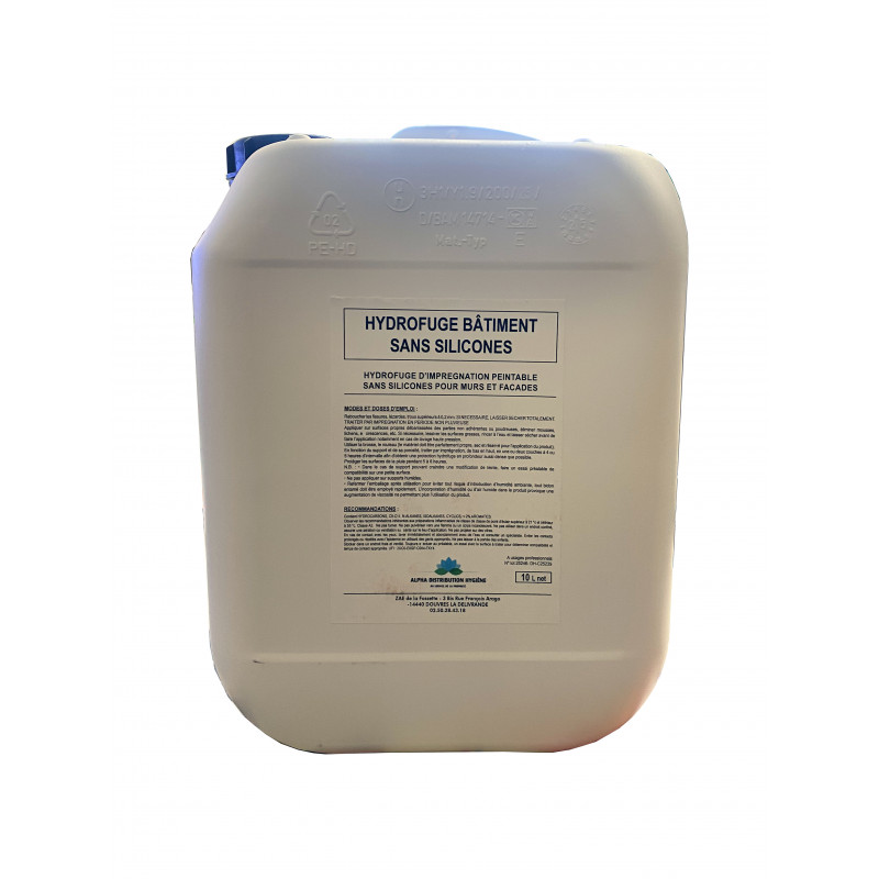 Hydrofuge Bâtiment Solventé sans silicone peintable pour murs sols et façades