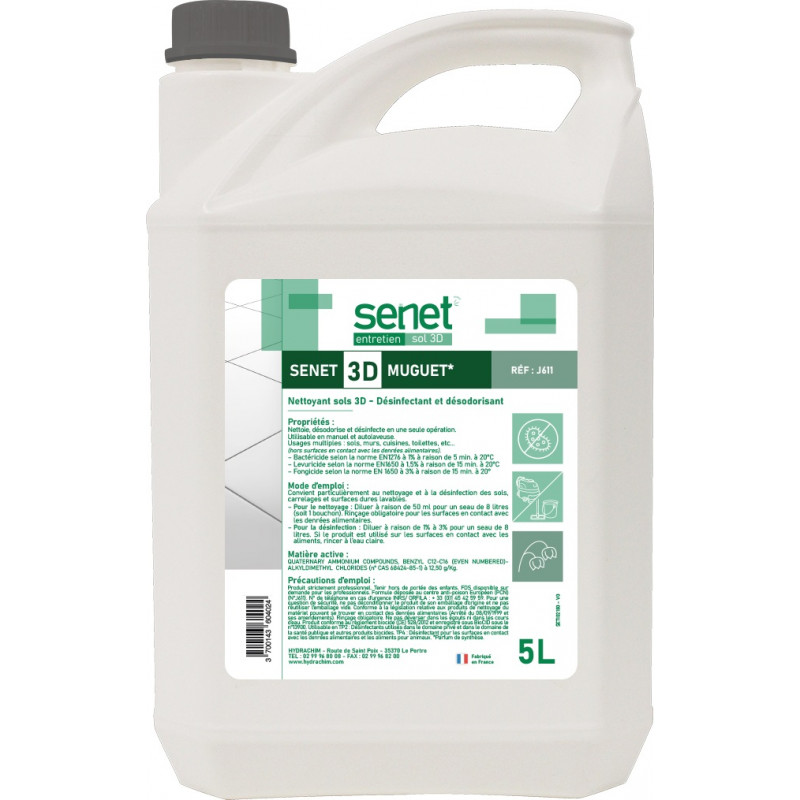 Détergent Surodorant Bactéricide SENET 3D Muguet 5L