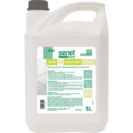 Détergent Surodorant Bactéricide SENET 3D Citron vert 5L