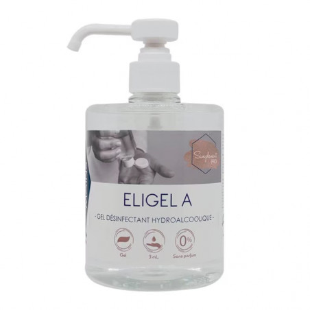 Gel hydroalcoolique désinfectant ELIGEL A 500ml avec pompe