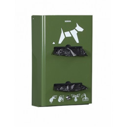Distributeur hygiène canine 2x200 sachets HYGECA vert olive mural ou sur poteau ROSSIGNOL