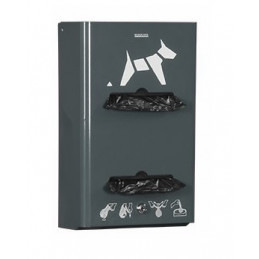 Distributeur hygiène canine 2x200 sachets HYGECA anthracite mat texturé mural ou sur poteau ROSSIGNOL