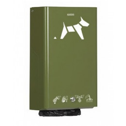 Distributeur hygiène canine 500 sachets en liasse HYGECA vert olive mural ou sur poteau ROSSIGNOL