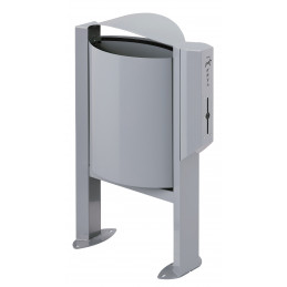 Corbeille sur pied 100L avec distributeur sac hygiène canine ARKEA CANIN Gris Alu ROSSIGNOL