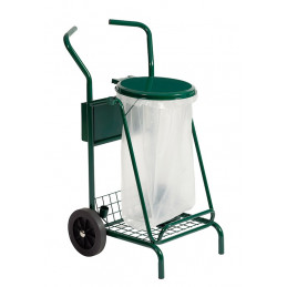 Chariot de voirie roues caoutchouc avec couvercle MOBISAC 110L Vert Mousse ROSSIGNOL