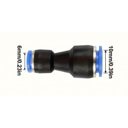 Raccord rapide pneumatique réducteur 10mm-6mm droit